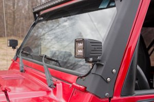 Jeep Wrangler Unlimited LED Light Mount - Lower A-Pillar - Rough Country - Pod - '04-'06